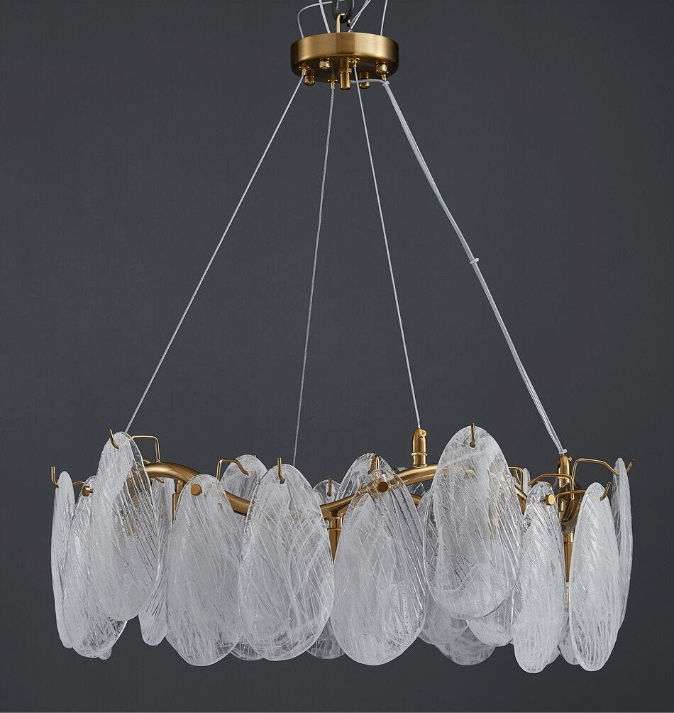 Zafferana Etnea | Round Smoke Gray Crystal Chandelier for Bedroom, White, 33.5"By Miron Demid LLC