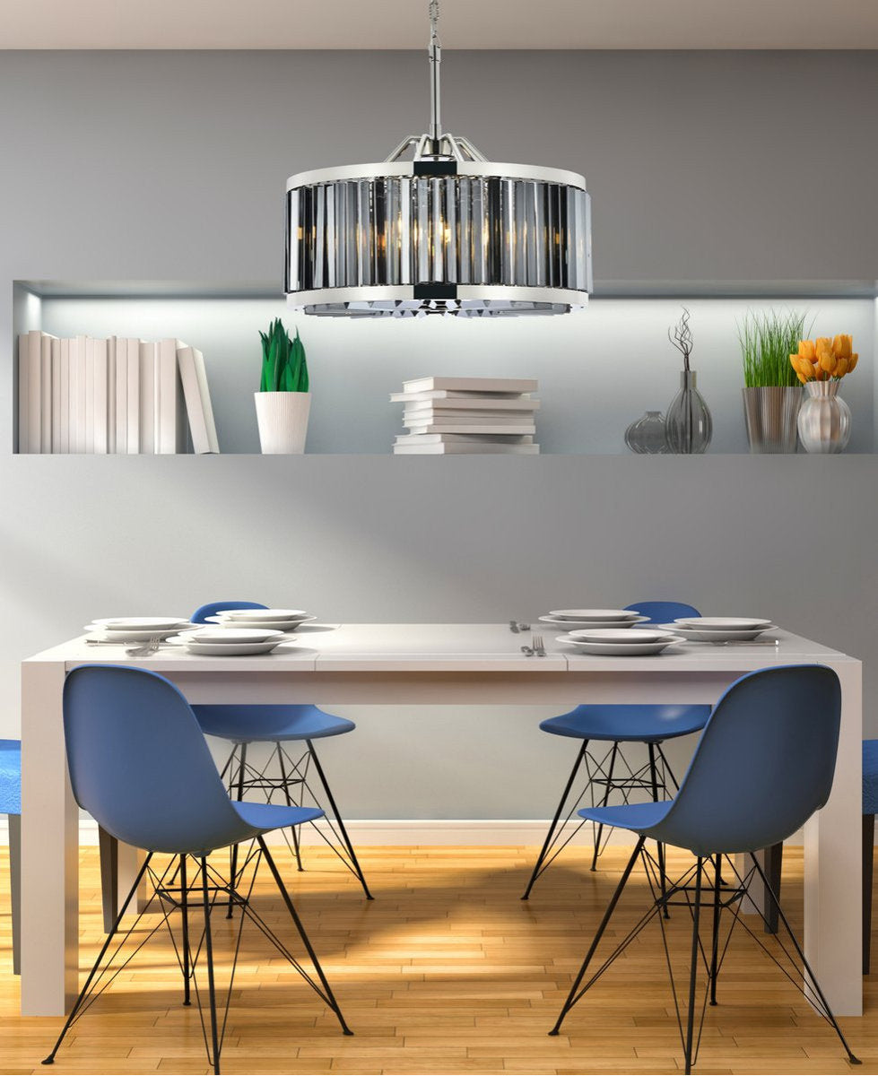 Elegant 1203D28PN-SS/RC Chelsea 8-Light Polished Nickel Chandelier Silver ShadeBy Elegant Furniture & Lighting