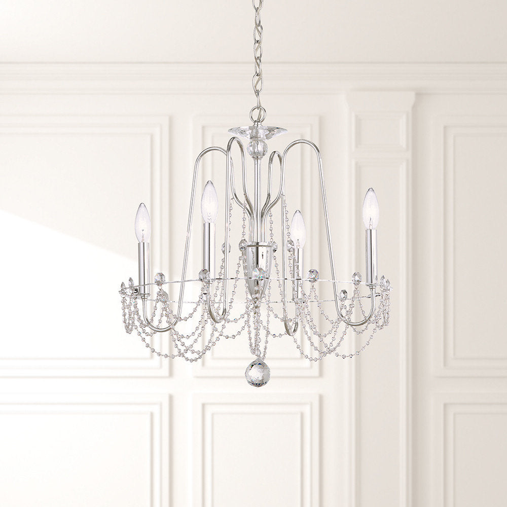 Schonbek Ar1004N-40H 4 Light Crystal Chandelier, Polished SilverBy Schonbek