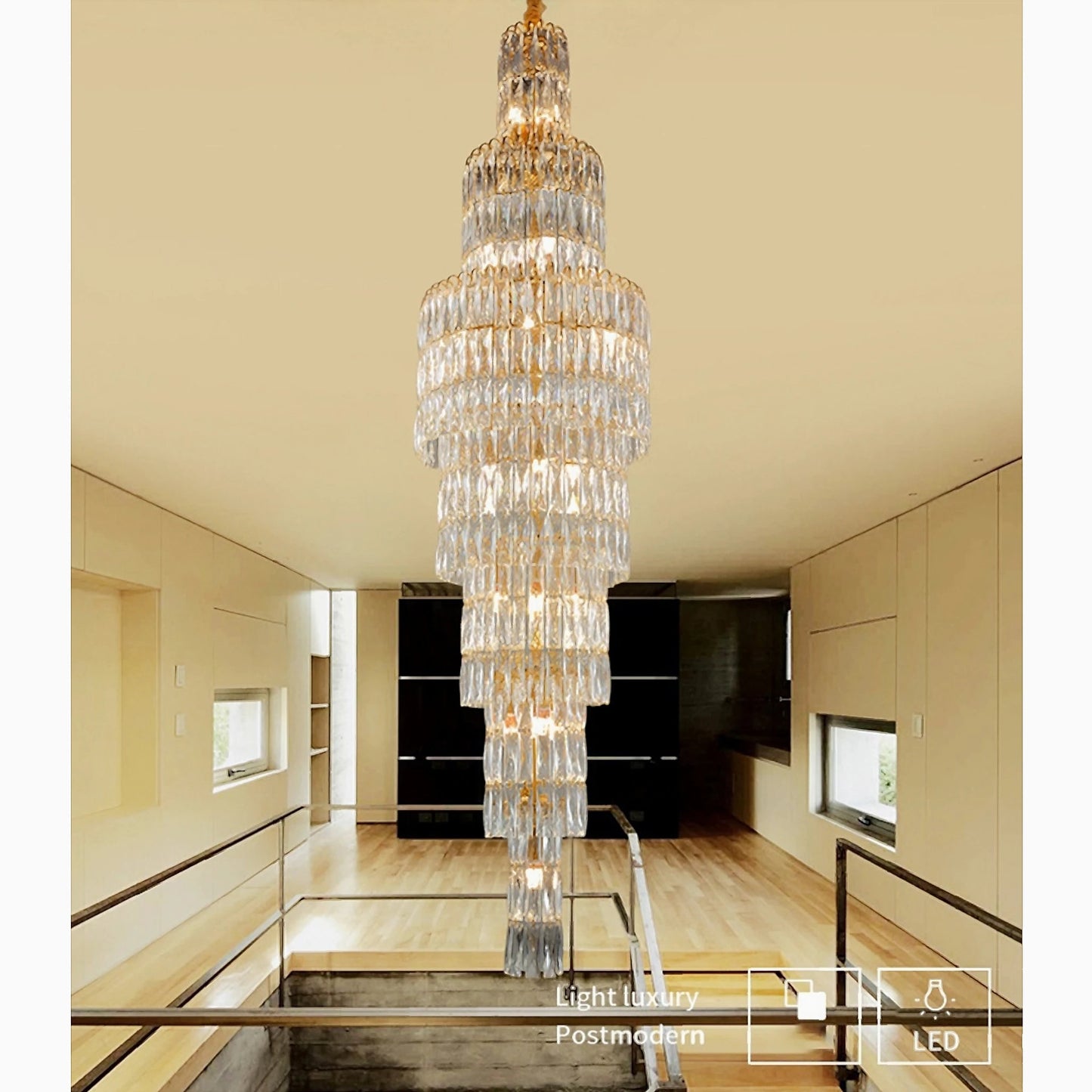 Pegli | New Luxury Long Crystal Chandelier for StairwayBy Miron Demid LLC