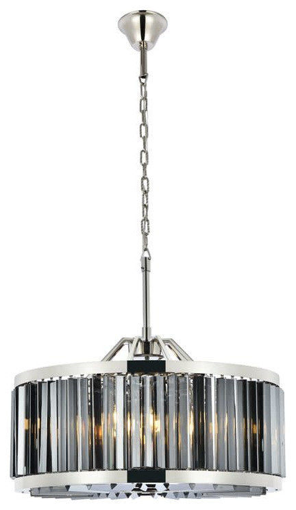 Elegant Lighting 1203D28-SS/RC Chelsea 8 Light 28"W Crystal Drum - Matte BlackBy Elegant Furniture & Lighting