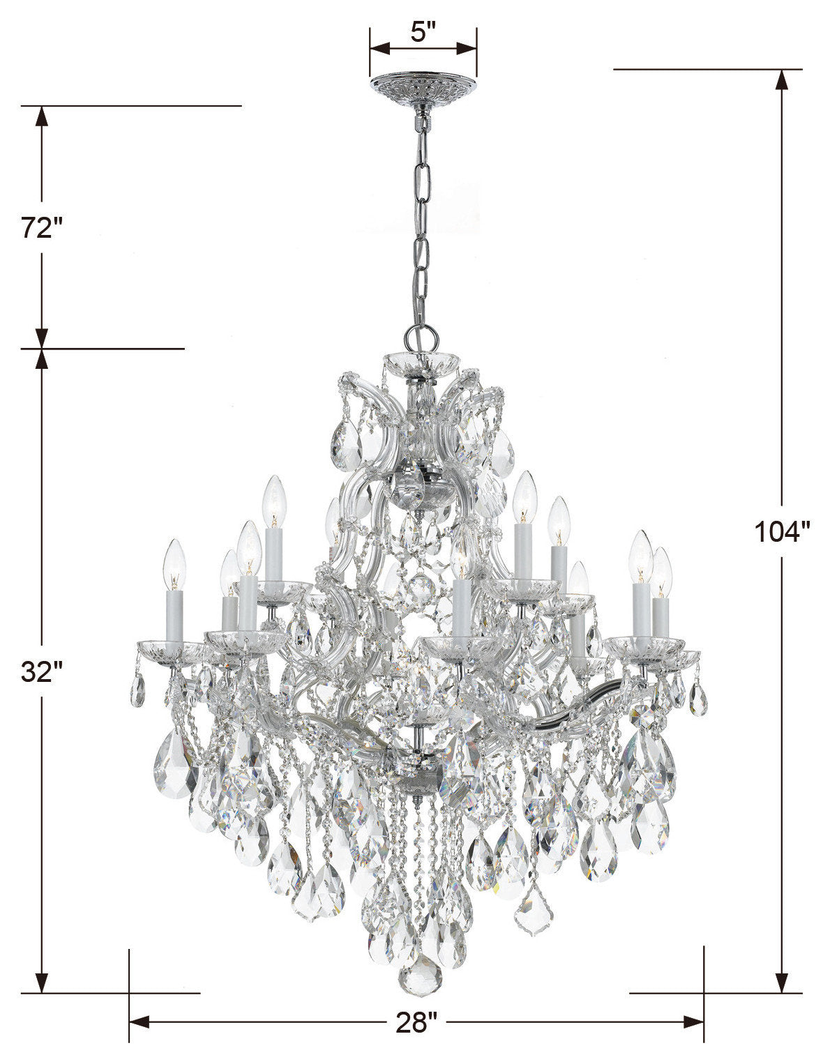 Crystorama Lighting Group 4413-CL-S Maria Theresa 13 Light 28"W - GoldBy Crystorama Lighting