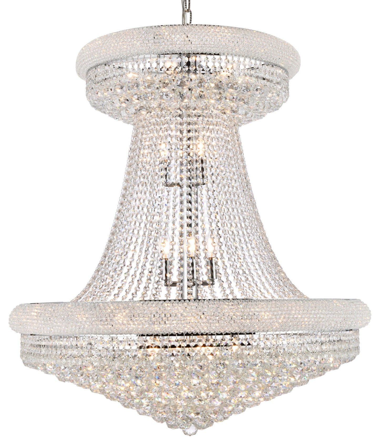 Elegant Lighting V1800G36S/RC Primo 28 Light 36"W Crystal Empire - ChromeBy Elegant Furniture & Lighting
