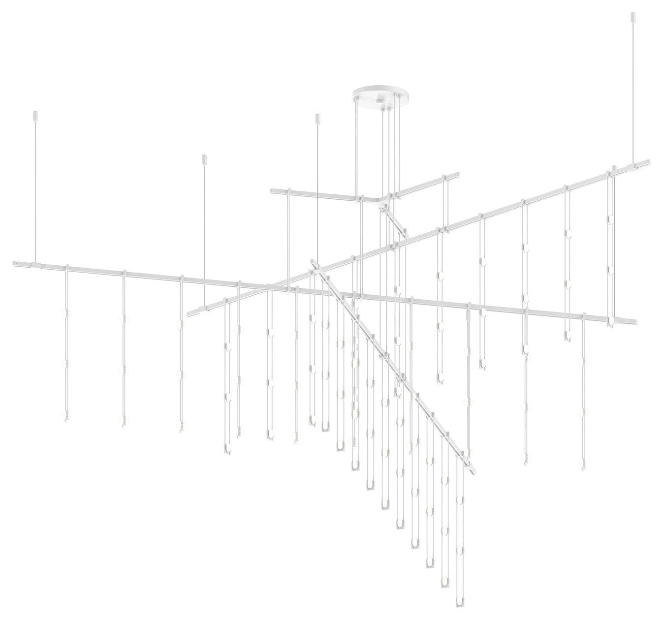 Sonneman SLS4240 Suspenders 83"W LED Abstract Chandelier - Satin White / ClearBy SONNEMAN - A Way of Light