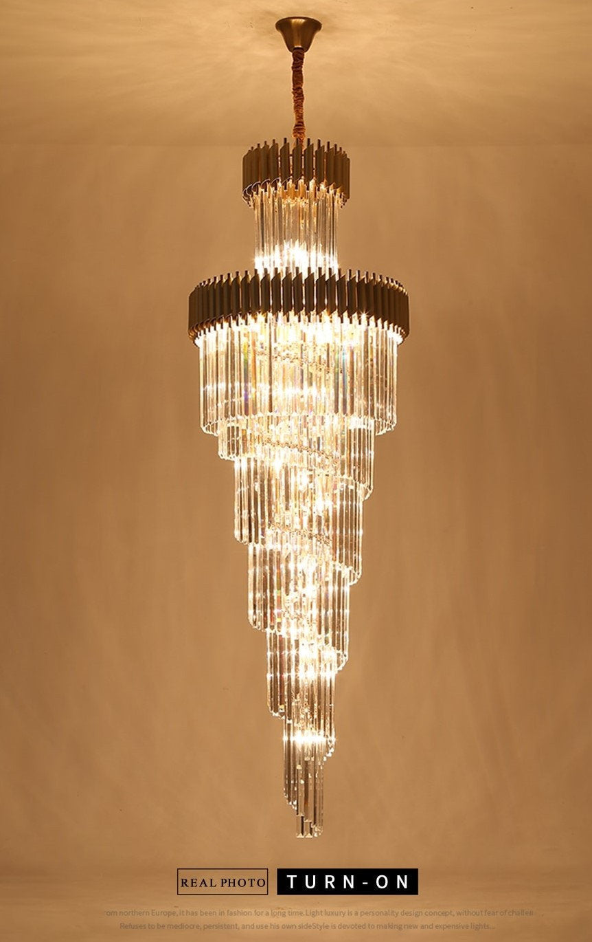 Art Deco | Black and Gold Crystal Chandelier for Hall and Staircase, Black, 27.6'', Non-Dimmable, Warm LightBy Miron Demid LLC