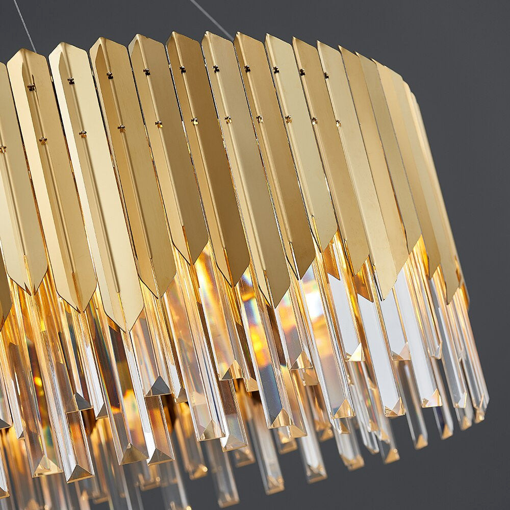 Gent | Drum Gold Crystal Chandelier for Living Room, 31.5"By Miron Demid LLC
