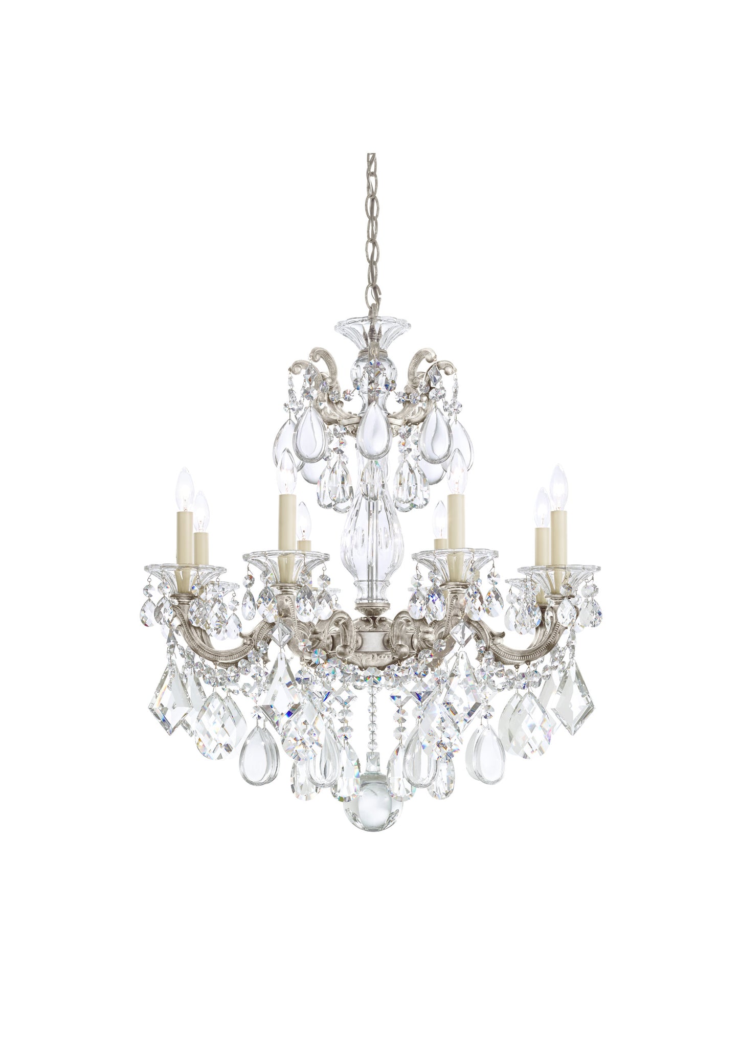 La Scala 8-Light Chandelier in Antique Silver With Clear Heritage CrystalBy Schonbek