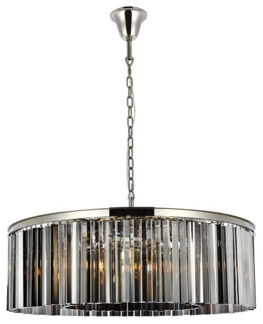 Elegant Lighting 1208G43-SS/RC Sydney 10 Light 44"W Crystal Drum - Matte BlackBy Elegant Furniture & Lighting
