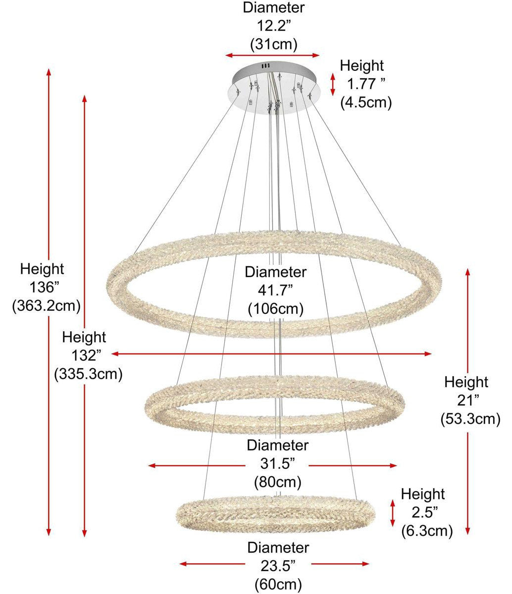 Bowen 3 Light Chandelier, ChromeBy Elegant Furniture & Lighting