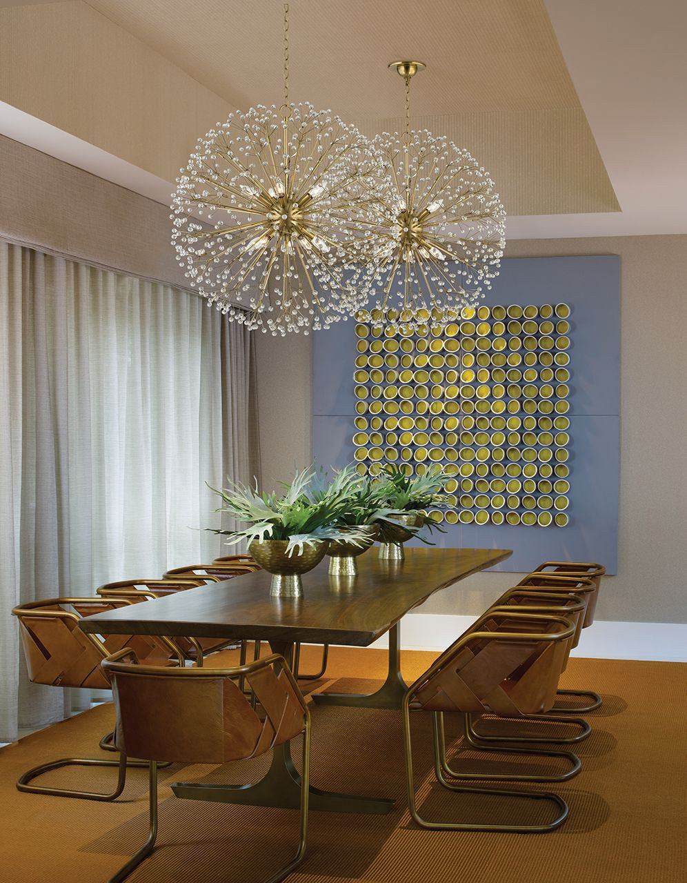 Mid Century Modern Ten Light Chandelier-Aged Brass Finish - ChandelierBy Bailey Street Home