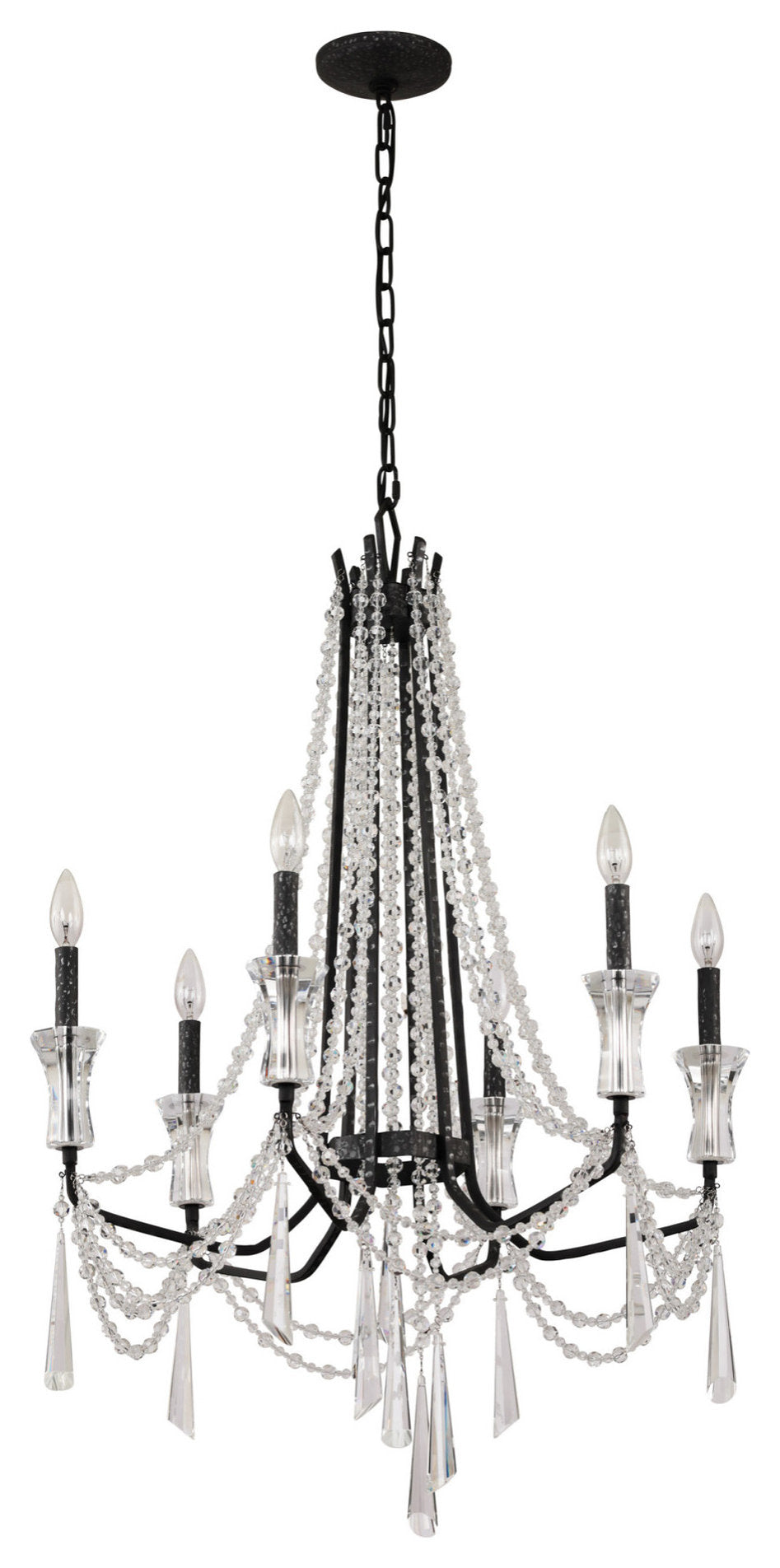 Varaluz 270C06 Barcelona 6 Light 27"W Crystal Chandelier - Transcend SilverBy Varaluz