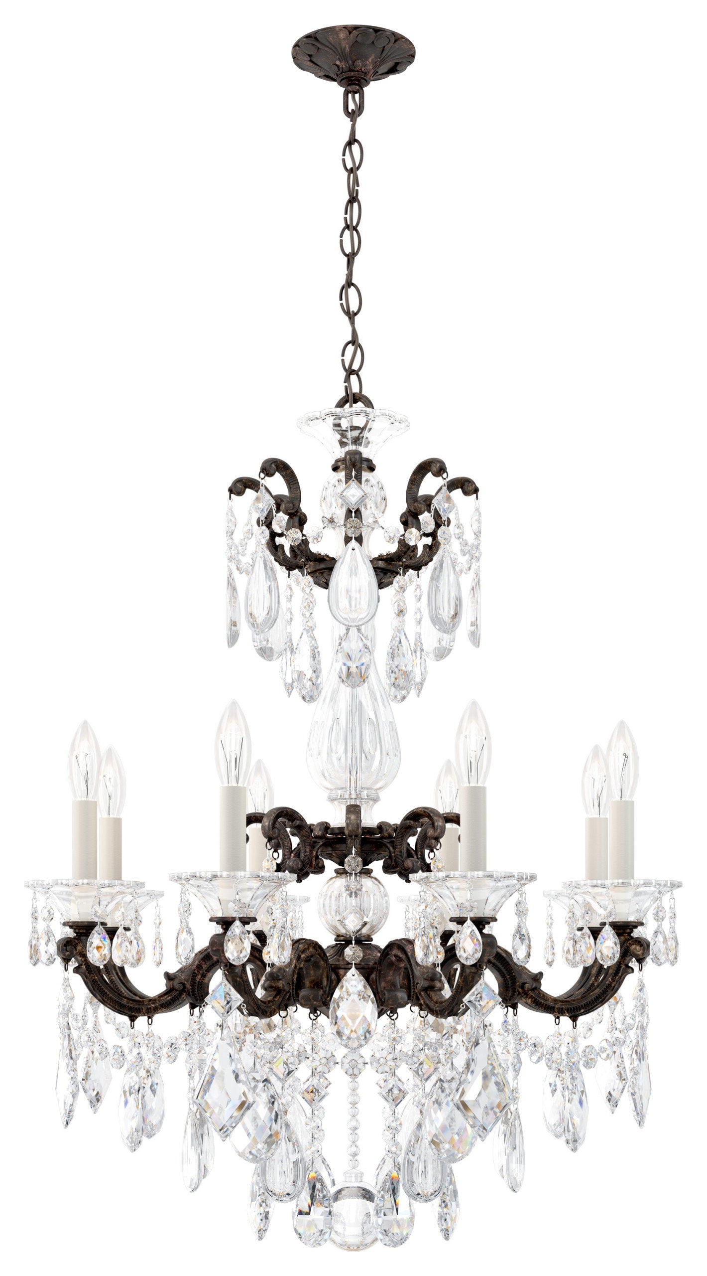 Schonbek 5007-76S 8 Light Crystal Chandelier, Heirloom BronzeBy Schonbek