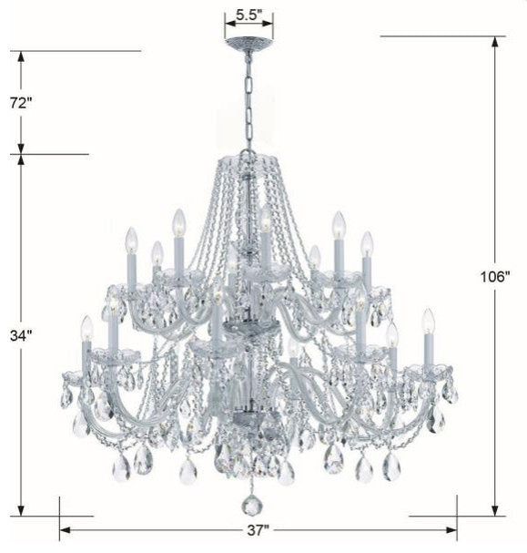 Crystal 8-Light Chandelier in Classic Style, 37"Wx34"HBy Crystorama Lighting
