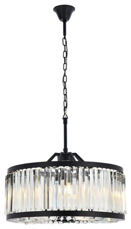 Elegant Lighting 1203D28/RC Chelsea 8 Light 28"W Crystal Drum - Polished NickelBy Elegant Furniture & Lighting