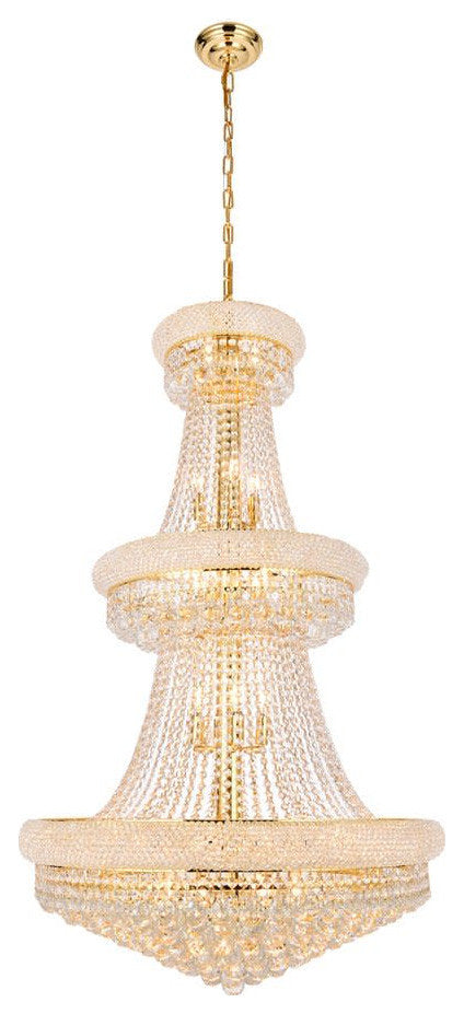 Elegant Lighting V1800G30/RC Primo 32 Light 30"W Crystal Empire - GoldBy Elegant Furniture & Lighting