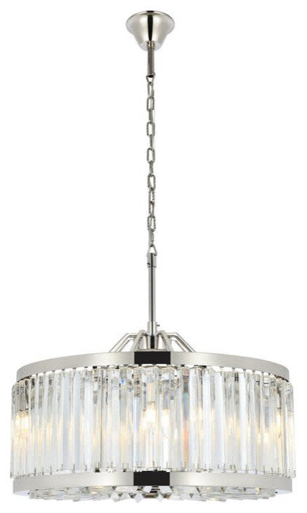 Elegant Lighting 1203D28/RC Chelsea 8 Light 28"W Crystal Drum - Polished NickelBy Elegant Furniture & Lighting