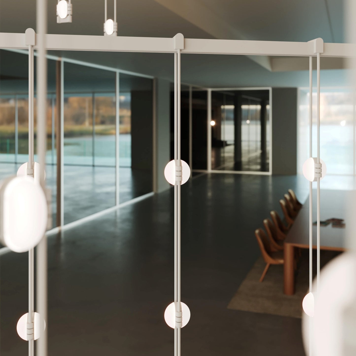 Sonneman SLS4240 Suspenders 83"W LED Abstract Chandelier - Satin White / ClearBy SONNEMAN - A Way of Light