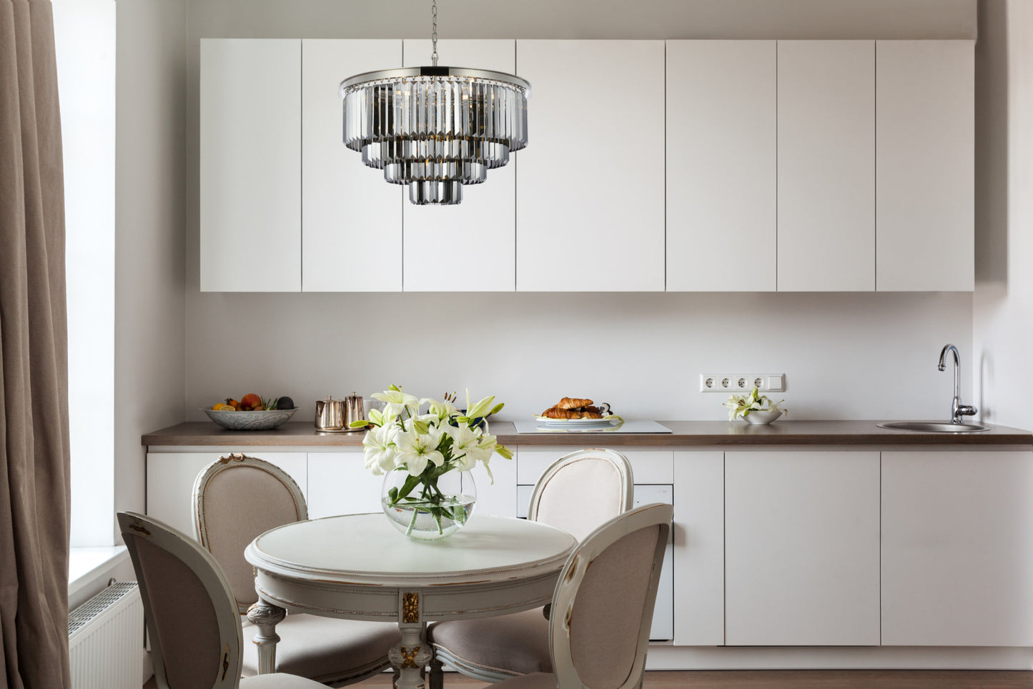 Elegant Lighting 1231D32-SS/RC Sydney 17 Light 32"W Crystal - Polished NickelBy Elegant Furniture & Lighting