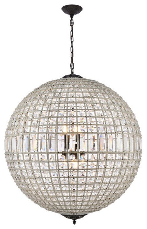 Elegant Lighting 1205G36/RC Olivia 8 Light 36"W Crystal Globe - Dark BronzeBy Elegant Furniture & Lighting