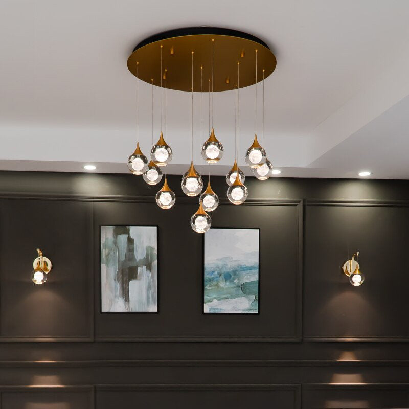 MIRODEMI? Pigna | Modern Crystal LED Chandelier with Hanging Balls, 13 LightsBy Miron Demid LLC