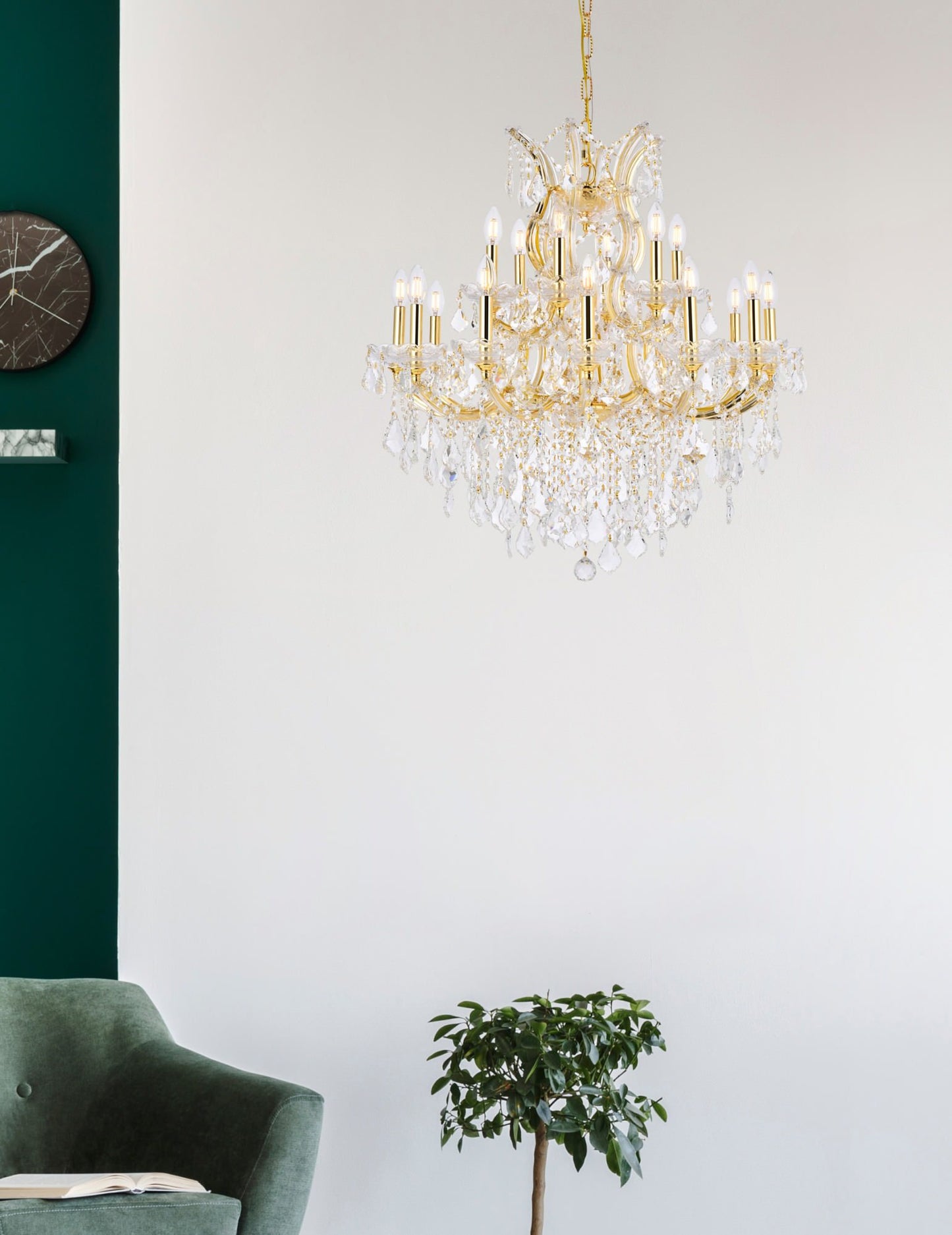 Elegant Lighting 2800D30/RC Maria Theresa 19 Light 30"W Crystal - ChromeBy Elegant Furniture & Lighting