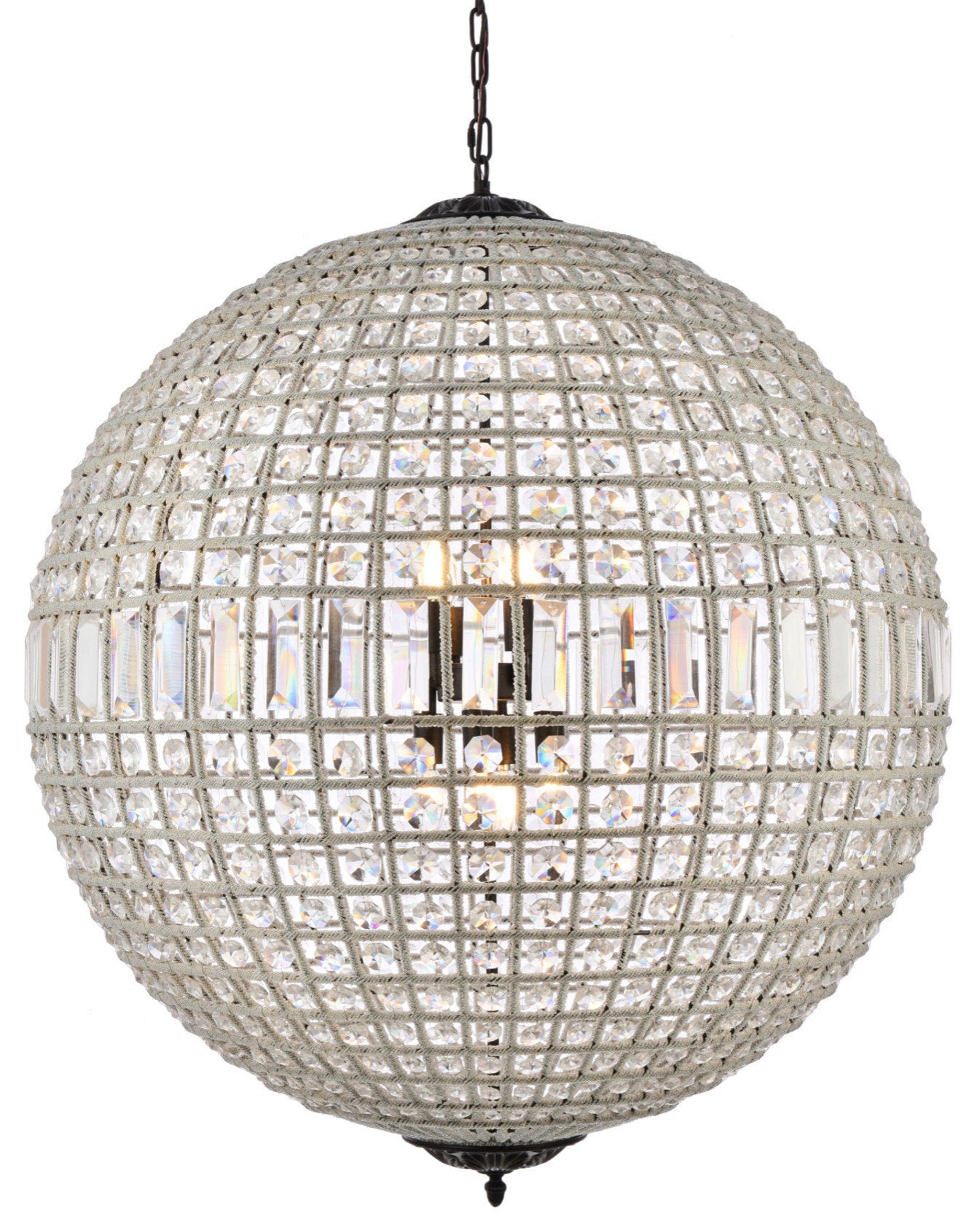 Elegant Lighting 1205G36/RC Olivia 8 Light 36"W Crystal Globe - Dark BronzeBy Elegant Furniture & Lighting
