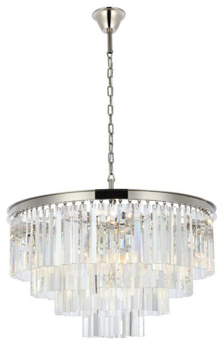 Elegant Lighting 1201D32/RC Sydney 17 Light 32"W Crystal - Matte BlackBy Elegant Furniture & Lighting