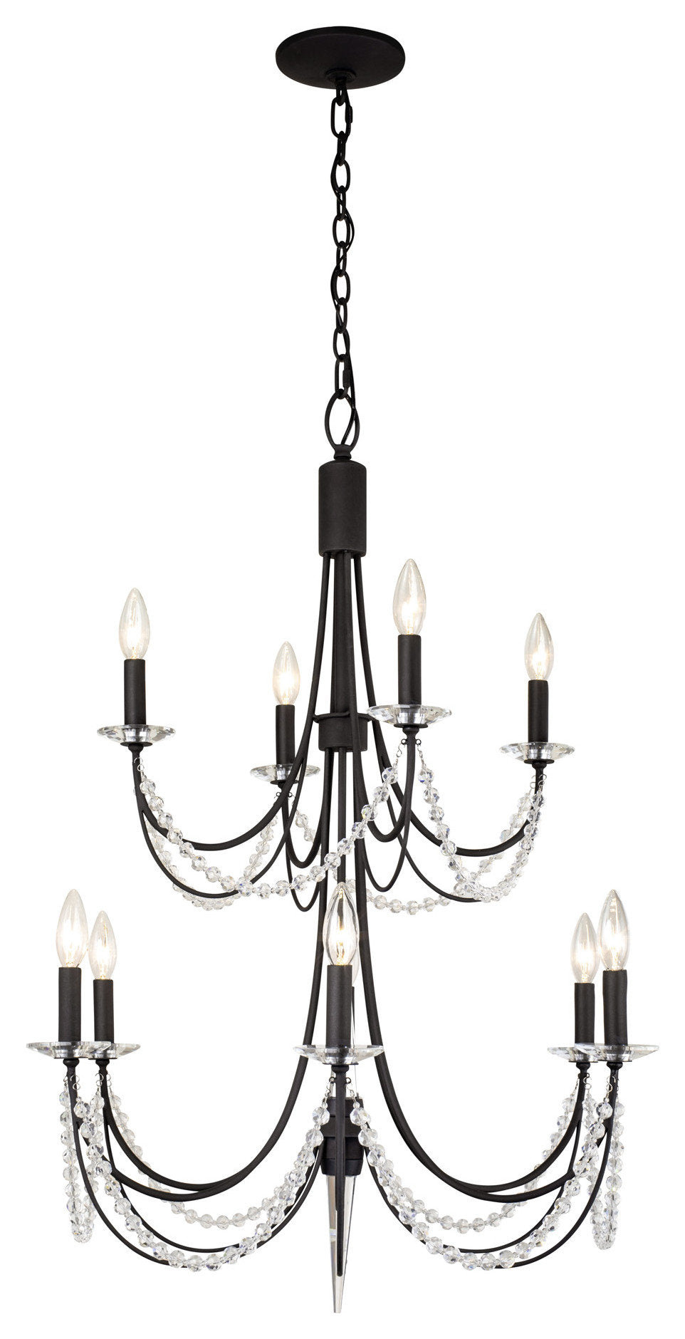 .- Brentwood 10-Lt 2-Tier Chandelier - Carbon BlackBy Varaluz