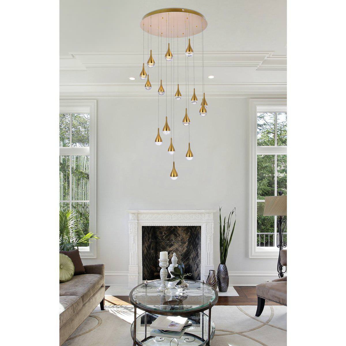 Amherst 16 Light Chandelier, Satin GoldBy Elegant Furniture & Lighting