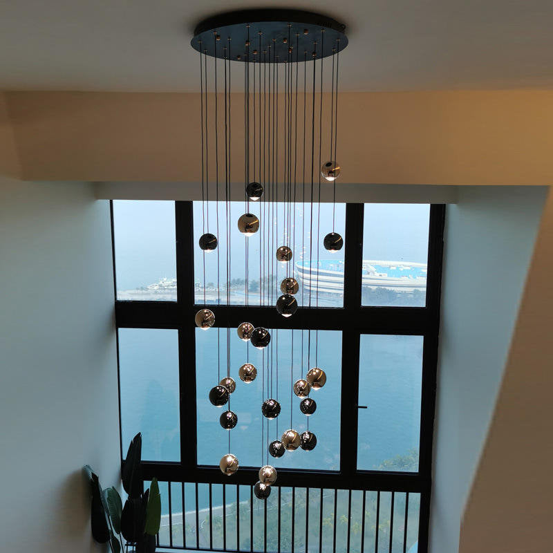 MIRODEMI? Laigueglia | Crystal LED Chandelier with Hanging Balls, Black + Gold, 24 Lights, Cool Light, DimmableBy Miron Demid LLC