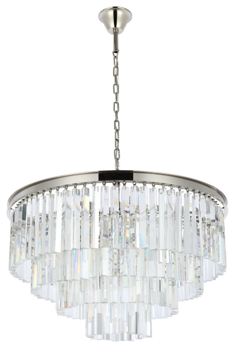 Elegant Lighting 1201D32/RC Sydney 17 Light 32"W Crystal - Matte BlackBy Elegant Furniture & Lighting