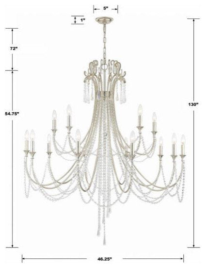 Crystorama arc-1919-ga-cl-mwp-xb-5524-WB Arcadia 15-Light 2-Tier ChandelierBy Crystorama Lighting