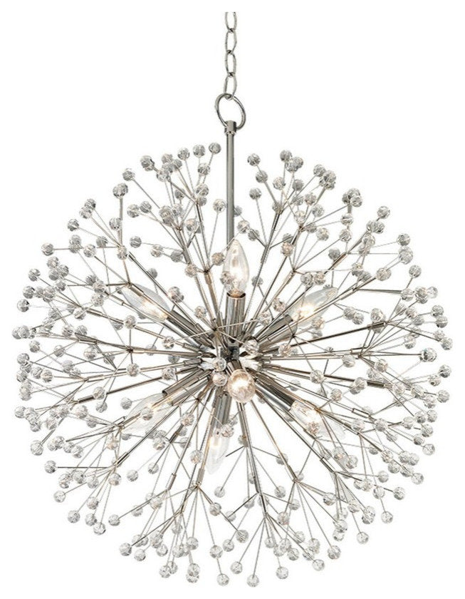 Mid Century Modern Eight Light Chandelier-Polished Nickel Finish - ChandelierBy Bailey Street Home