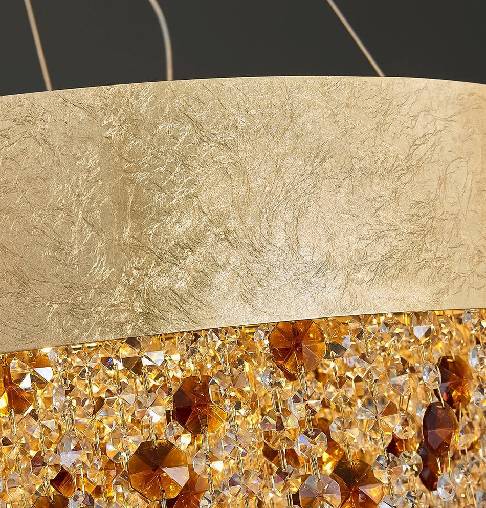 Zeme | Creative Luxury Round Gold Colored Crystal Chandelier, Dia39.4"By Miron Demid LLC