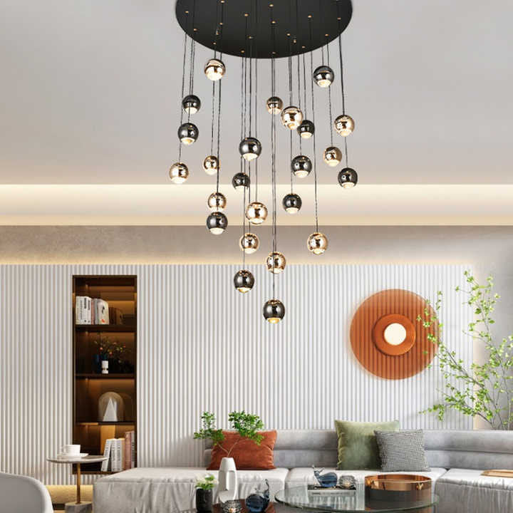 MIRODEMI? Laigueglia | Crystal LED Chandelier with Hanging Balls, Gold, 36 Lights, Warm Light, DimmableBy Miron Demid LLC