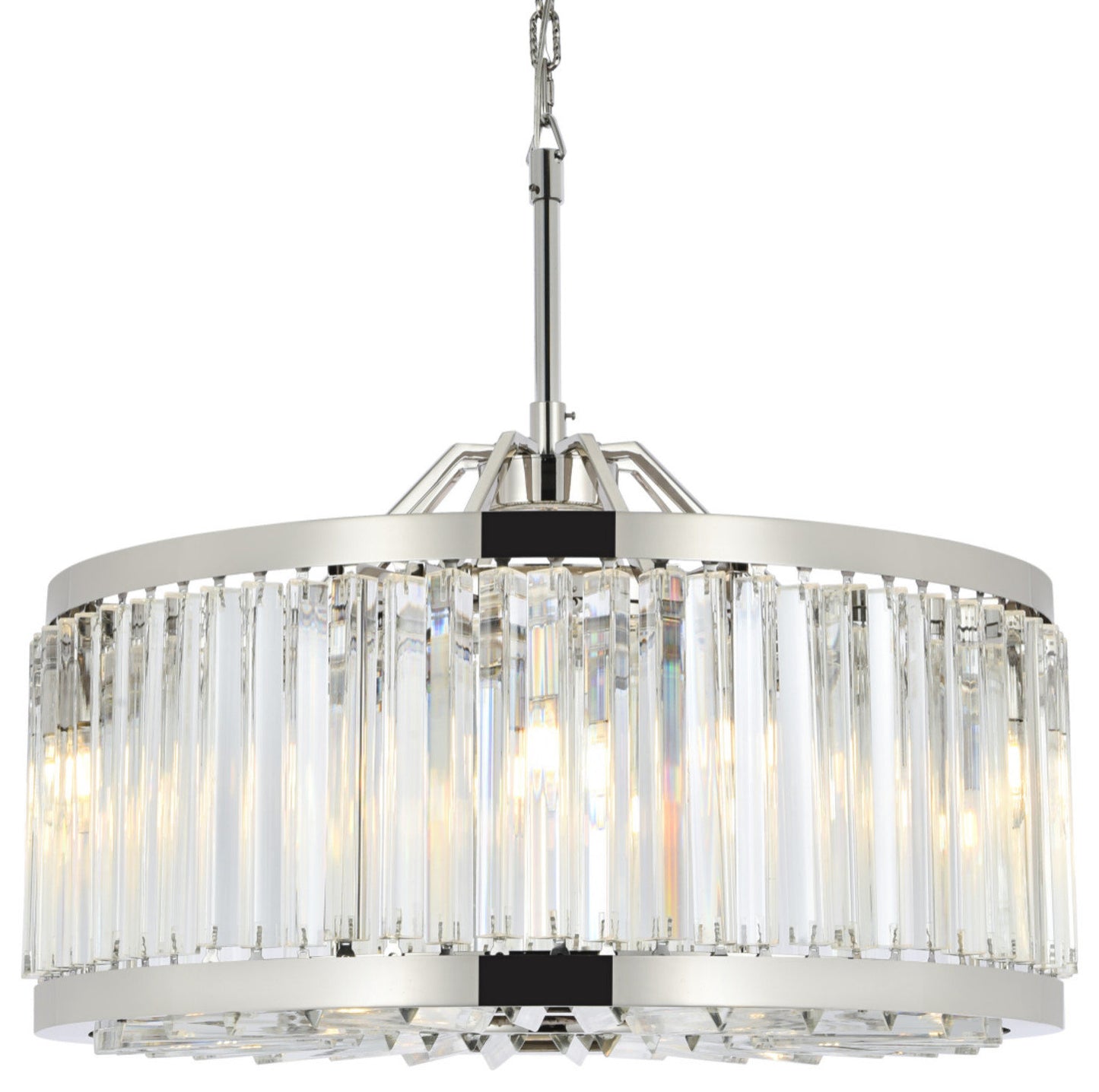 Elegant Lighting 1203D28/RC Chelsea 8 Light 28"W Crystal Drum - Polished NickelBy Elegant Furniture & Lighting