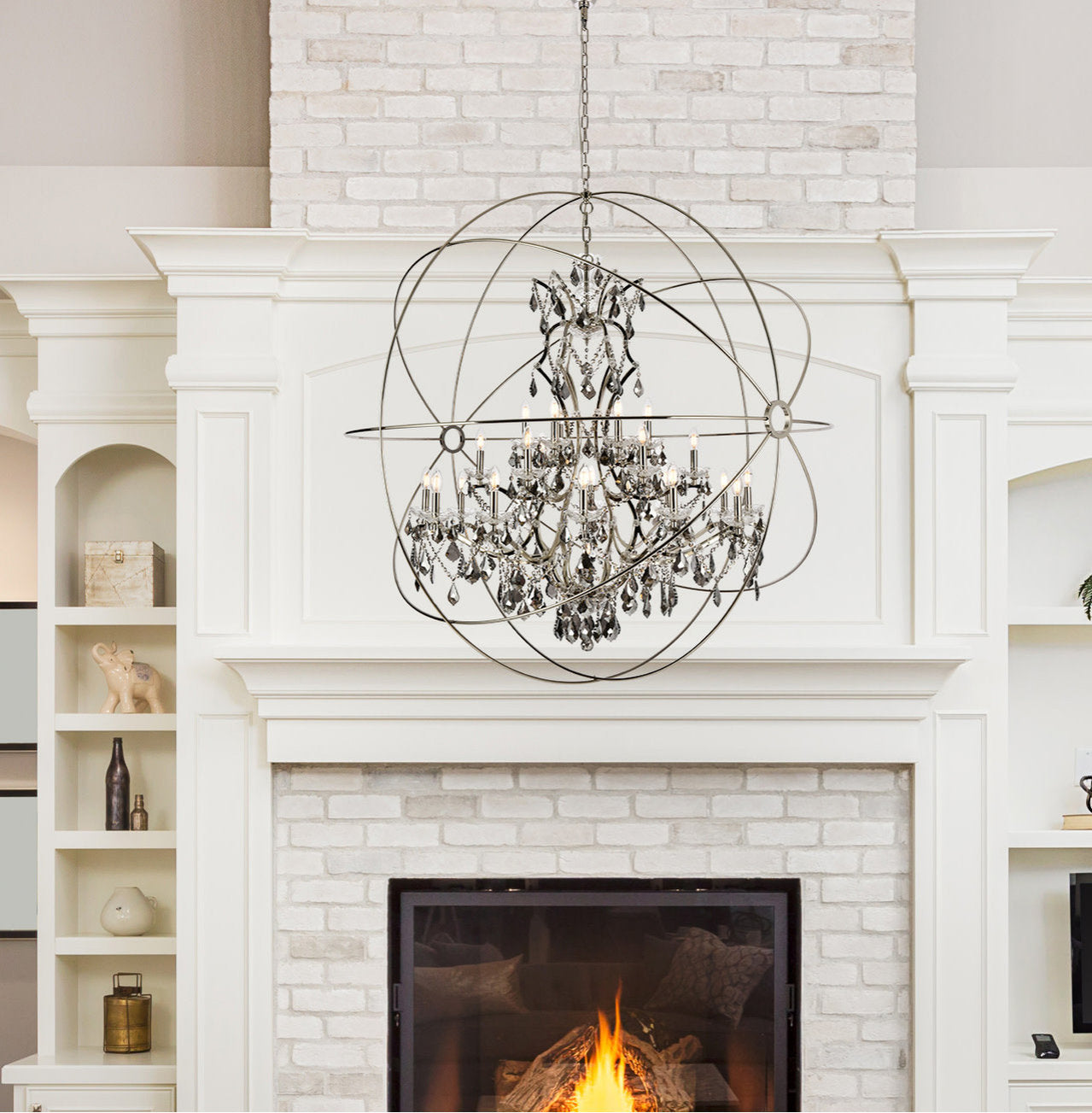 Elegant Lighting 1130G60-SS/RC Geneva 25 Light 60"W Crystal - Polished NickelBy Elegant Furniture & Lighting
