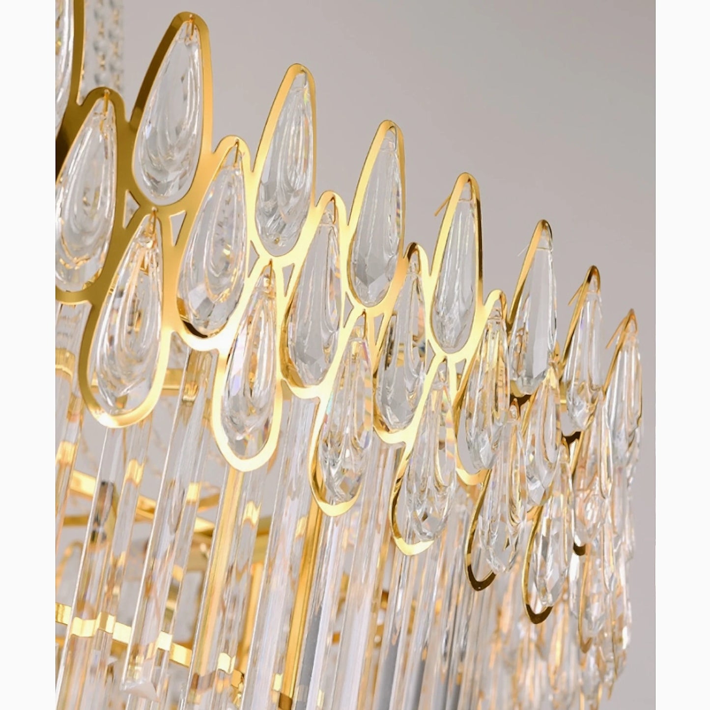La Bollene-Vesubie | Hanging Posh Gold Crystal Chandelier, Medium - Dia80xh120cm / Dia31.5xh47.2"By Miron Demid LLC