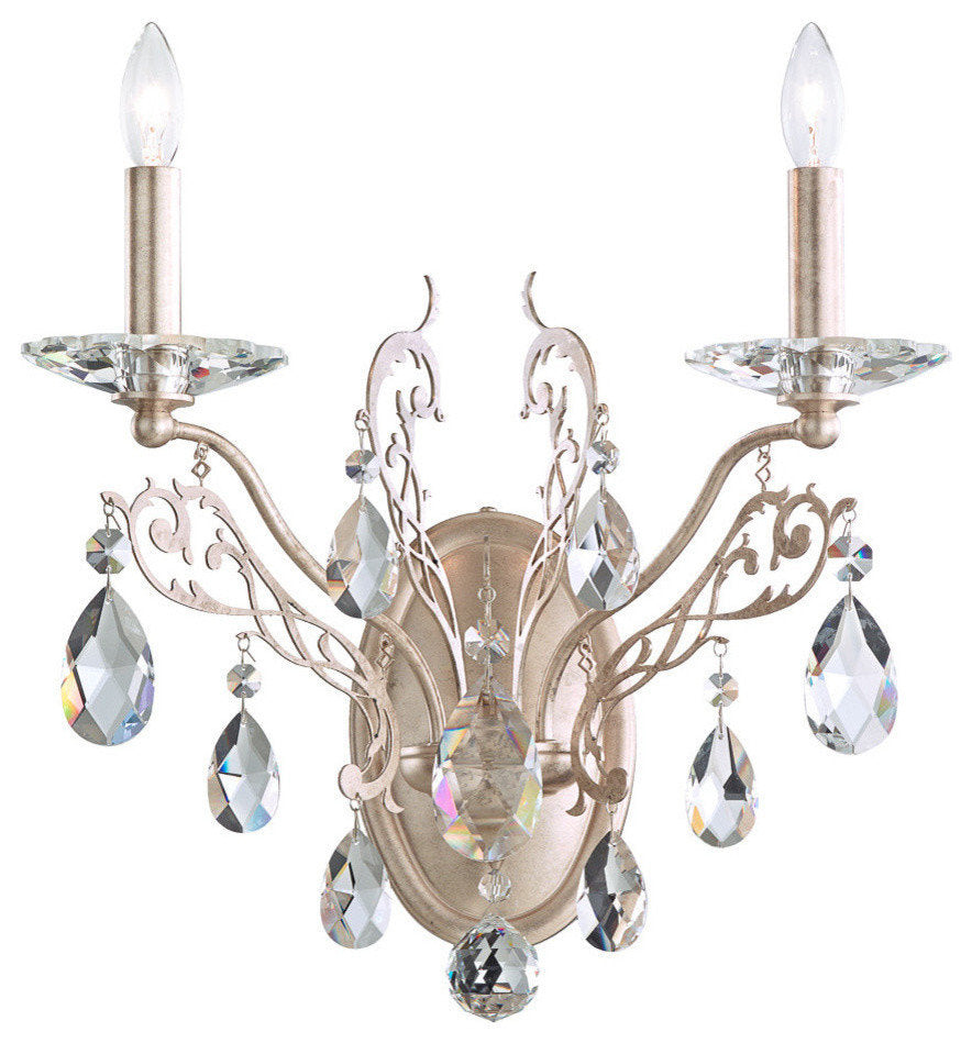 Filigrae 2-Light Wall Sconce, French Gold, Clear Heritage CrystalBy Schonbek