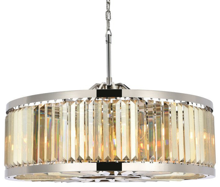 Elegant 1233D35PN-GT/RC Chelsea 10-Light Polished Nickel Chandelier Golden TeakBy Elegant Furniture & Lighting