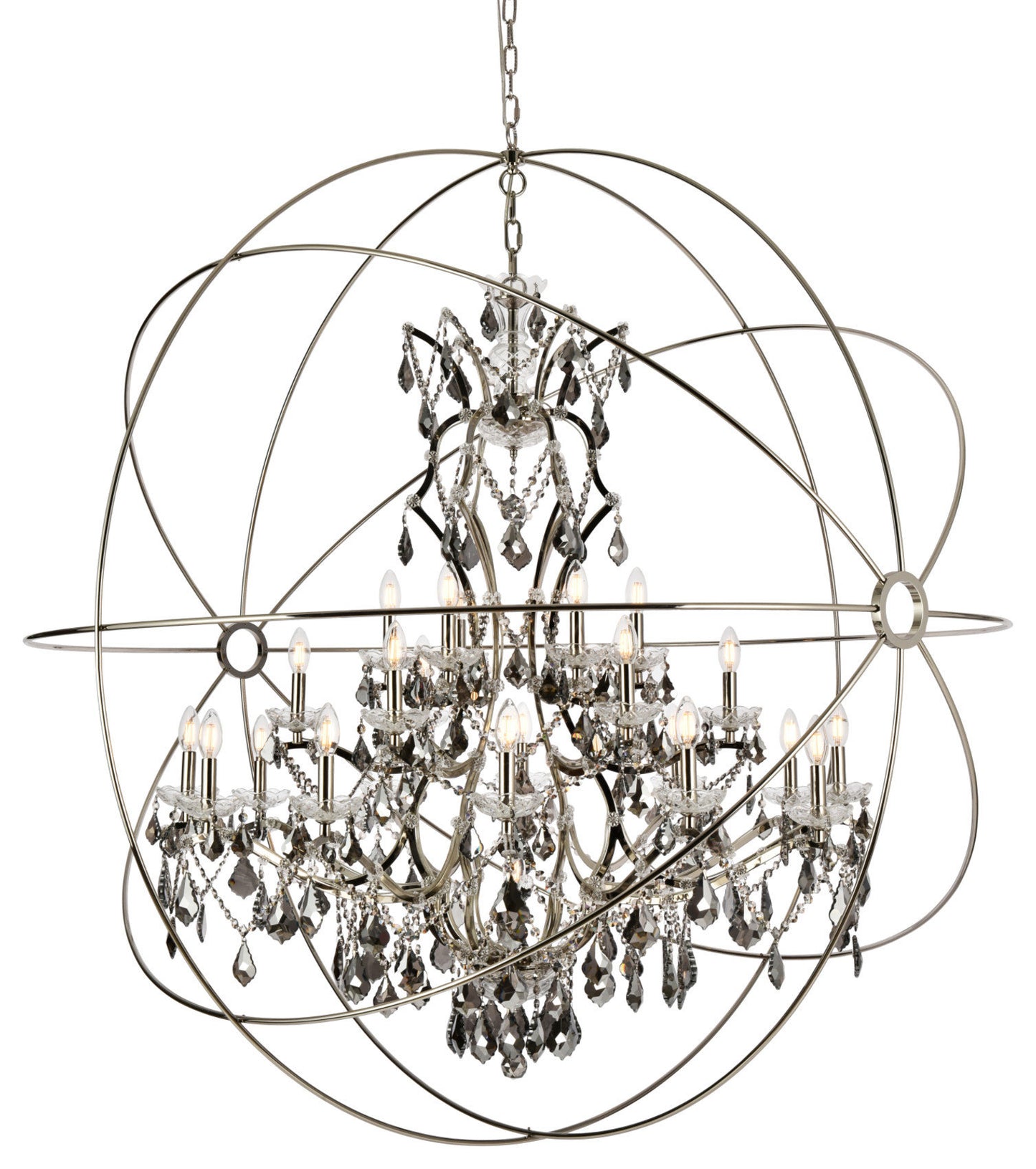 Elegant Lighting 1130G60-SS/RC Geneva 25 Light 60"W Crystal - Polished NickelBy Elegant Furniture & Lighting