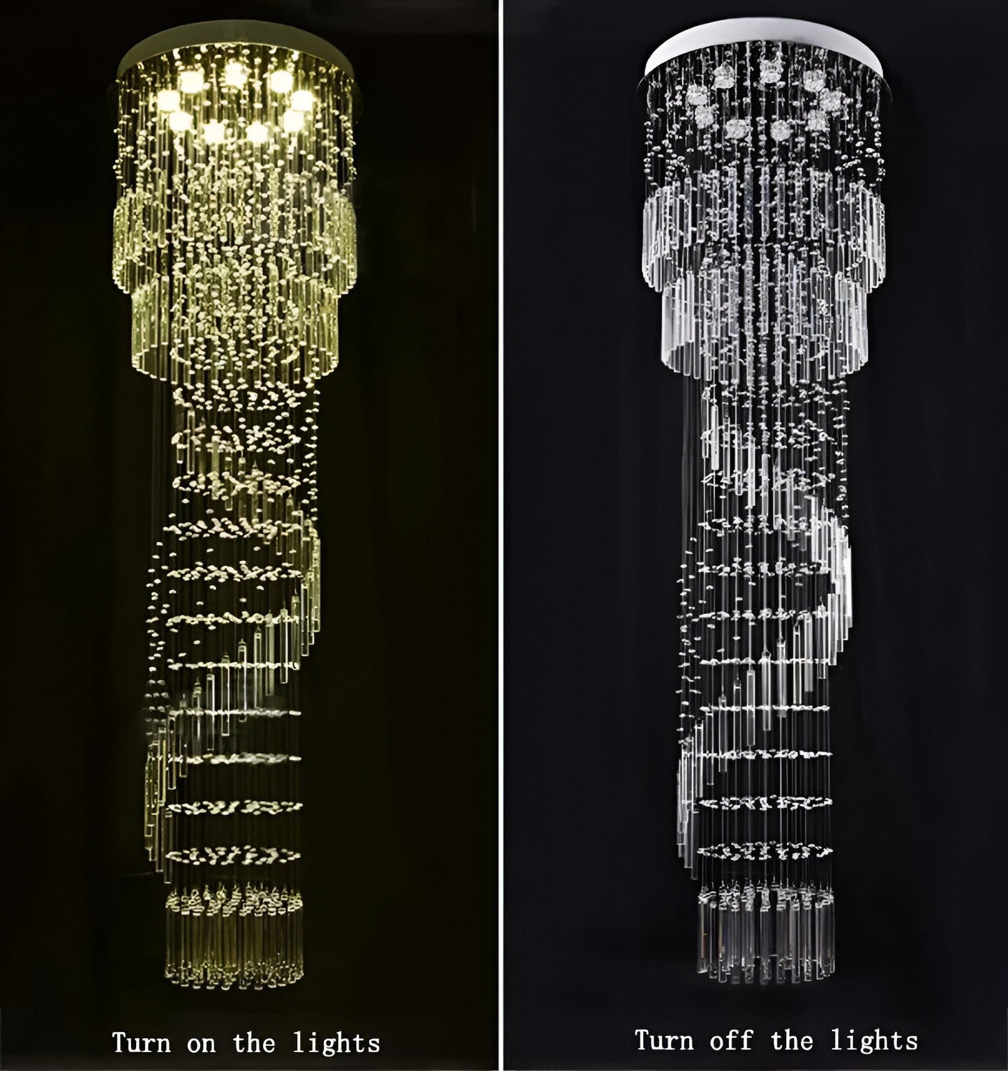 Levens | Exquisite Modern Flush Mount Crystal Chandelier, Dia31.5xh118.11" / Dia80xh300cm, Cool LightBy Miron Demid LLC