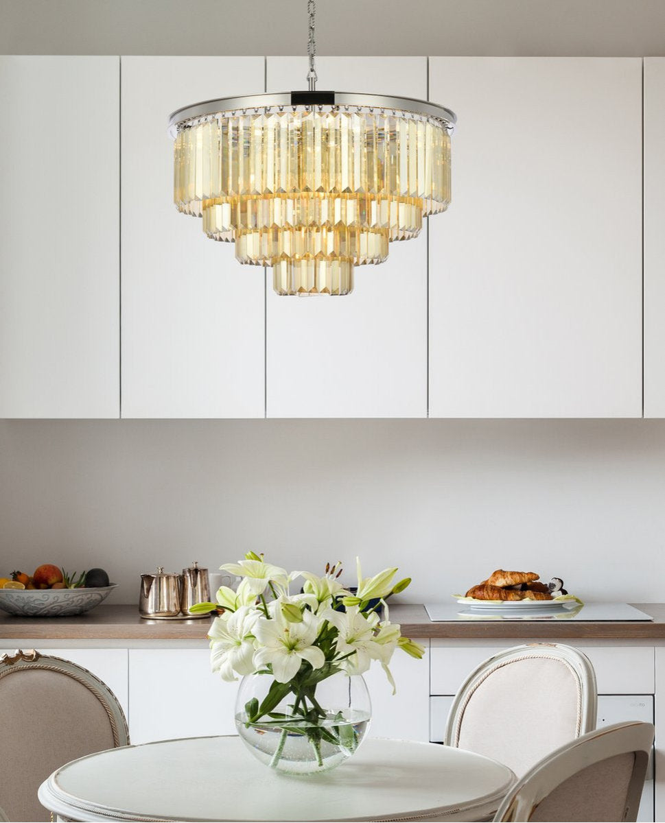 Elegant 1231D32PN-GT/RC Sydney 17-Light Polished Nickel Chandelier Golden TeakBy Elegant Furniture & Lighting