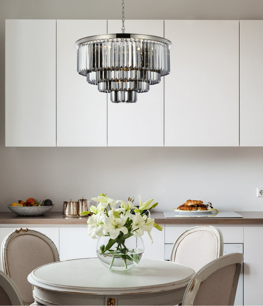 Elegant 1231D32PN-SS/RC Sydney 17-Light Polished Nickel Chandelier Silver ShadeBy Elegant Furniture & Lighting