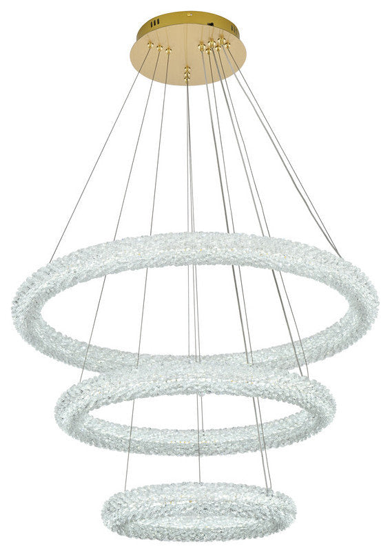 Elegant Lighting 3800G3L Bowen 32"W LED Crystal Ring Chandelier - - ChromeBy Elegant Furniture & Lighting