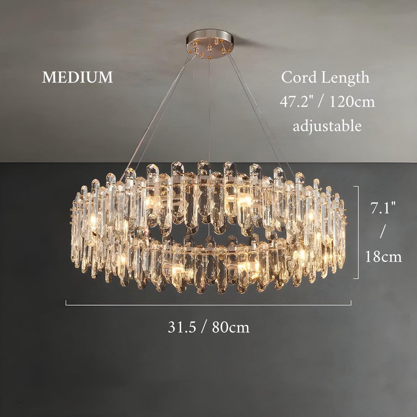 Agnadello | Creative Сrystal Ring Ceiling LED Chandelier for Bedroom, Medium - Dia31.5" / Dia80cm, Warm Light, DimmableBy Miron Demid LLC