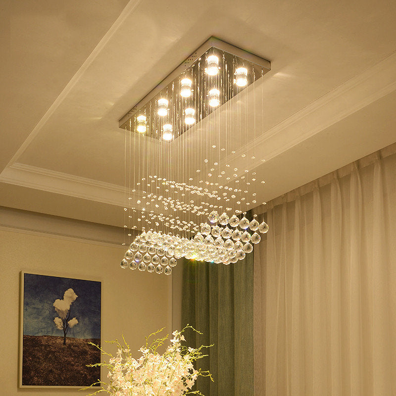 Agropoli | Luxury Rectangle LED Crystal Lamp for Dining Room, L39.4xw9.8xh39.4", Cool LightBy Miron Demid LLC