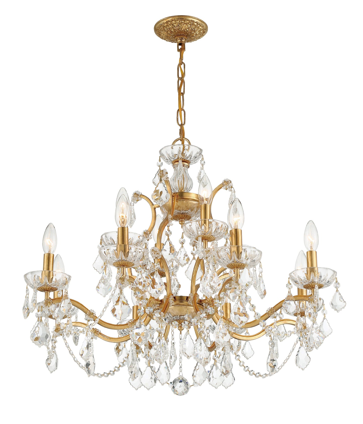 Filmore 12-Light Spectra Crystal Antique Gold ChandelierBy Crystorama Lighting
