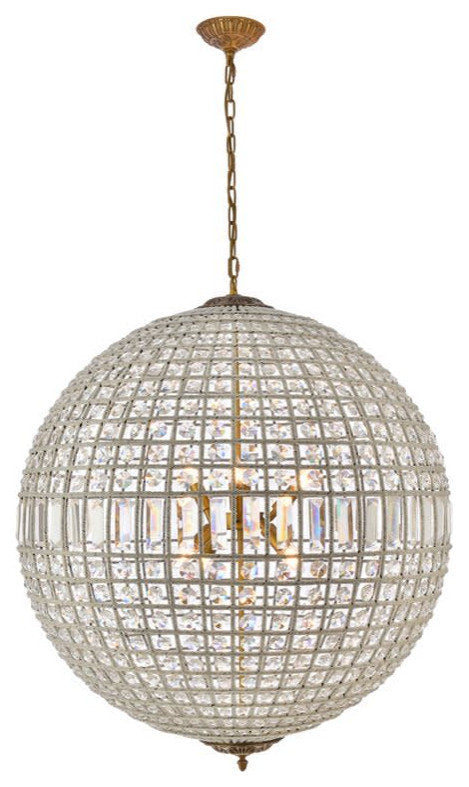 Elegant Lighting 1205G36/RC Olivia 8 Light 36"W Crystal Globe - Dark BronzeBy Elegant Furniture & Lighting