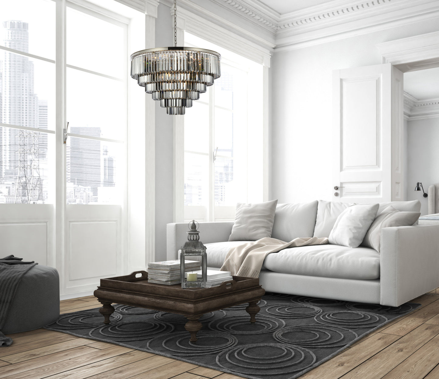 Elegant Lighting 1231D44-SS/RC Sydney 33 Light 44"W Crystal - Polished NickelBy Elegant Furniture & Lighting